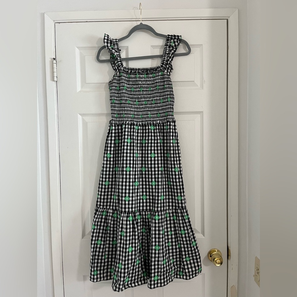 Kate Spade Black and White gingham with spadeflower Dress